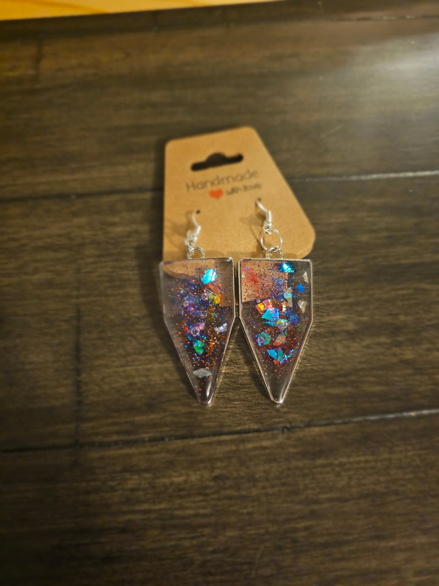 Red, White and Blue Holographic Earrings (Silver)
