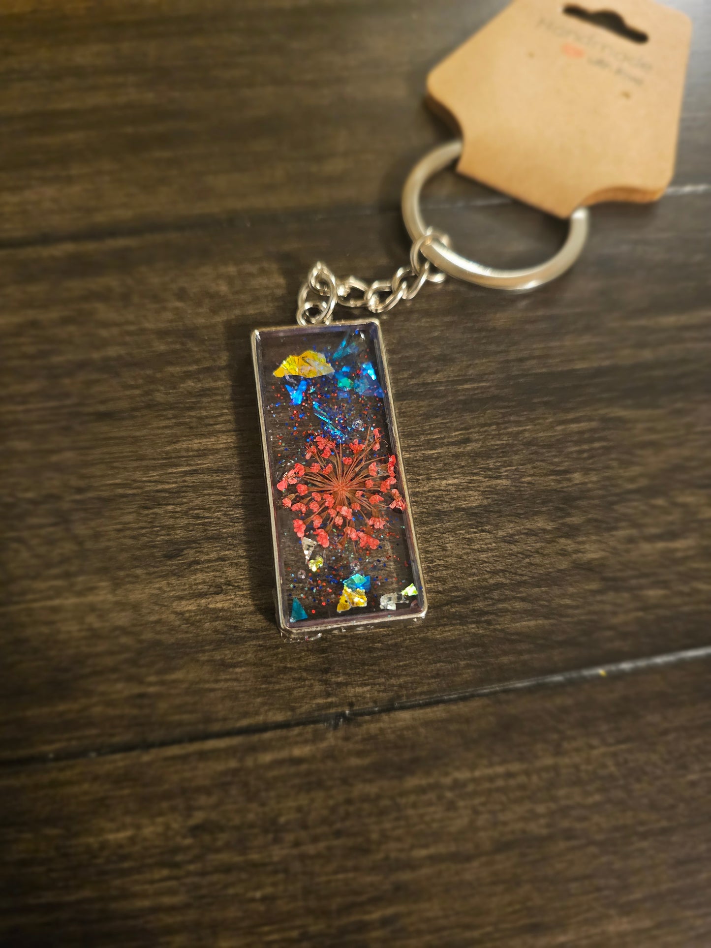 Star-Spangled Sparkle – Red, White & Blue Rectangle Keychain