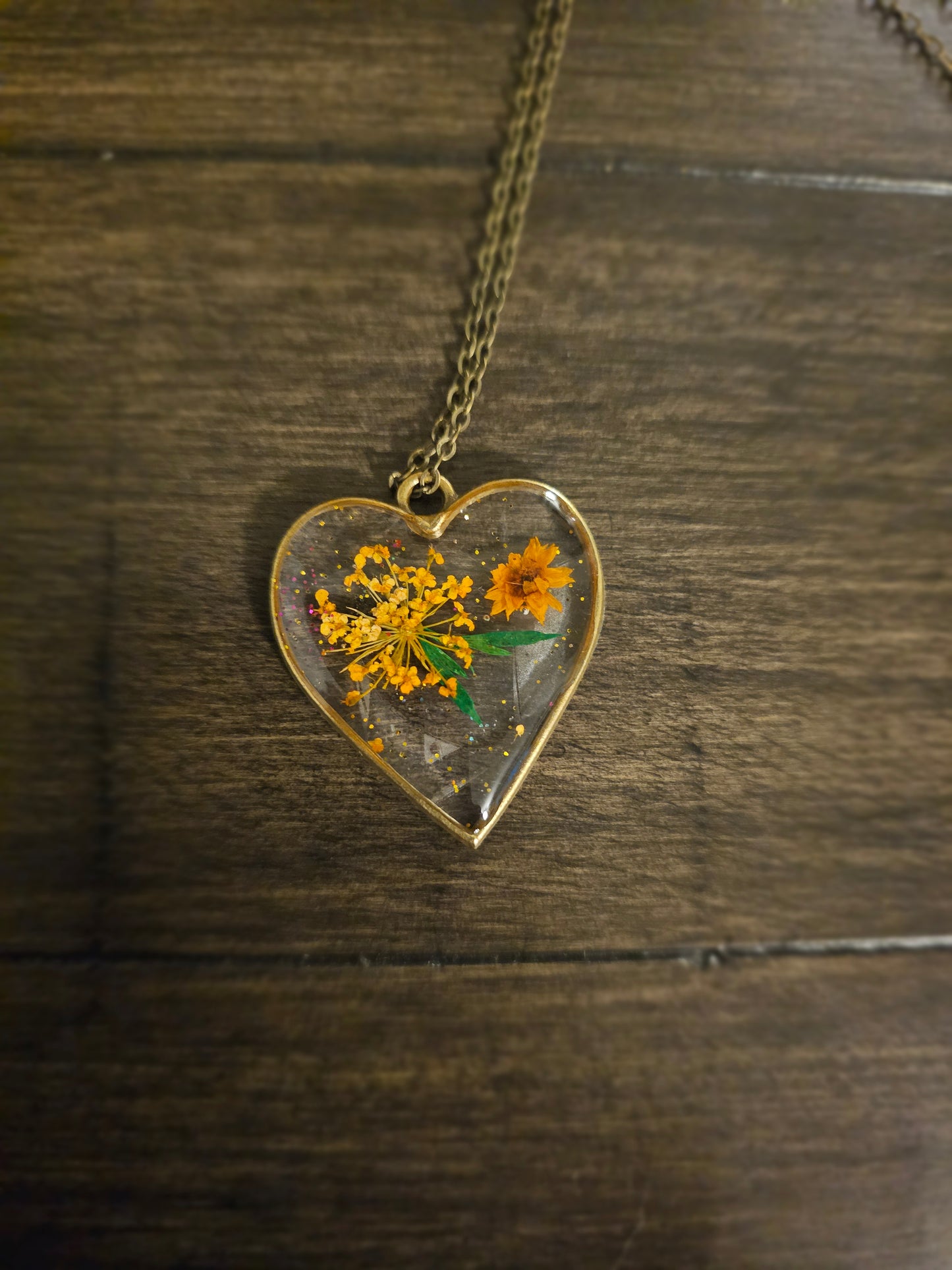 Golden Ember Heart Pendant