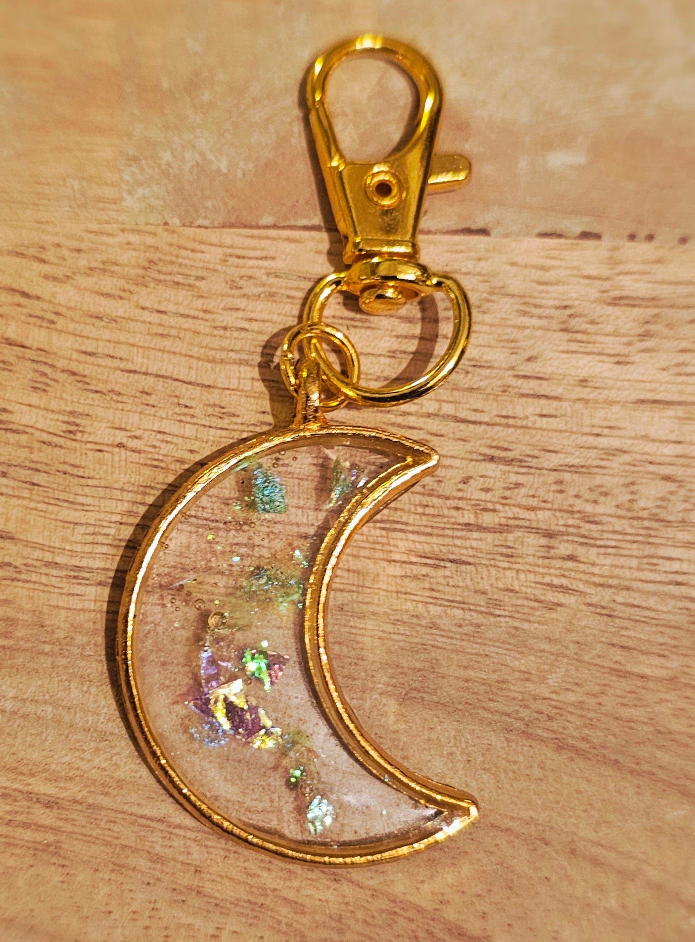 Starlit Sky – Gold Crescent Moon Keychain