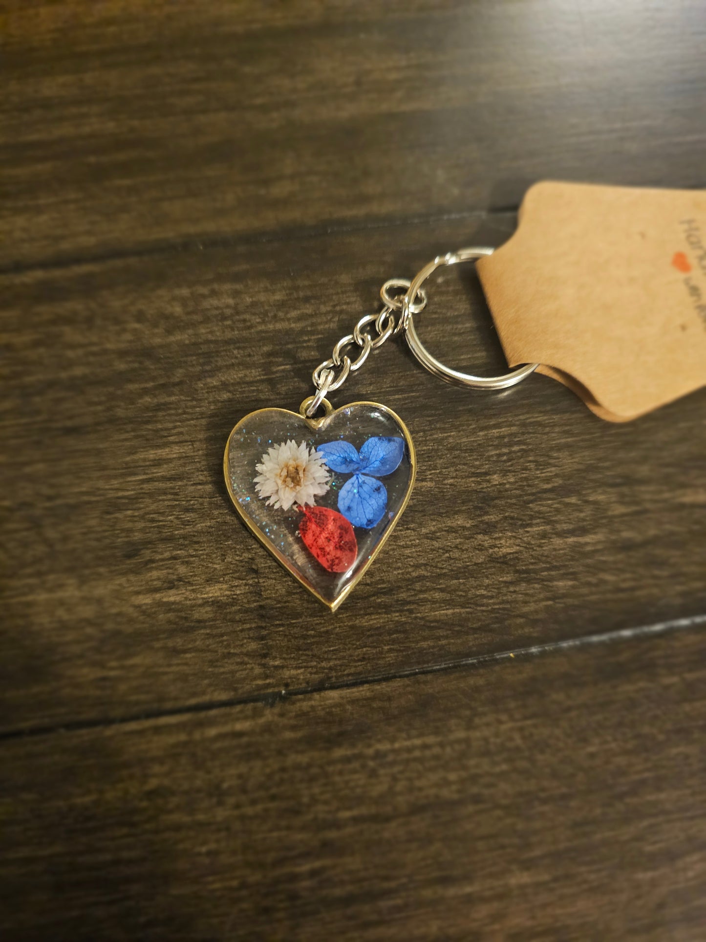 Patriotic Bloom – Red, White & Blue Floral Keychain