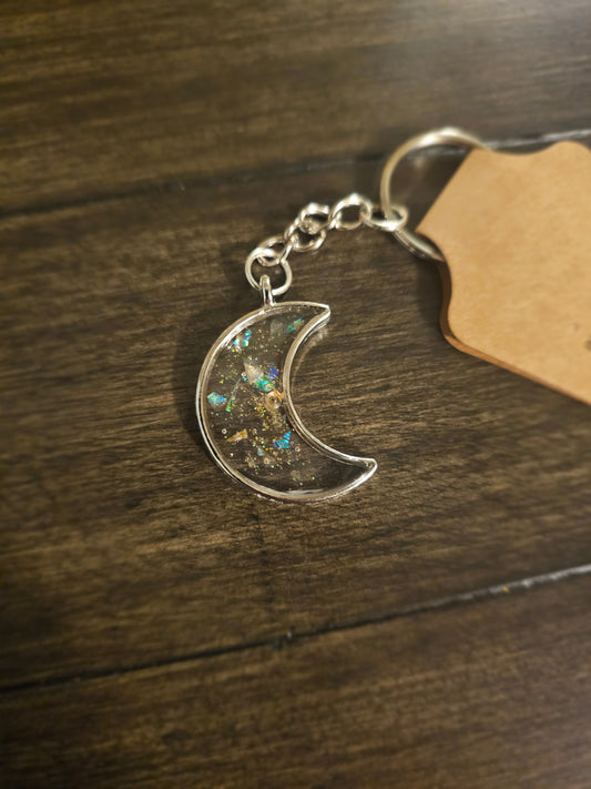 Lunar Spark – Silver Crescent Moon Keychain