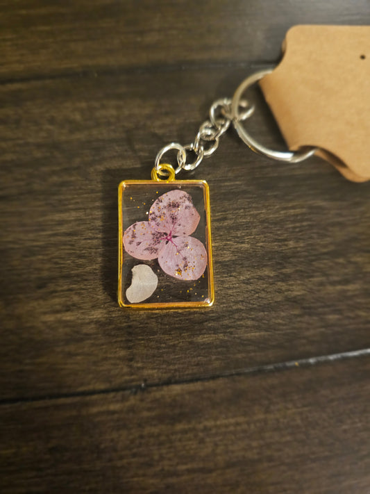 Lavender Dreams Gold Rectangle Keychain