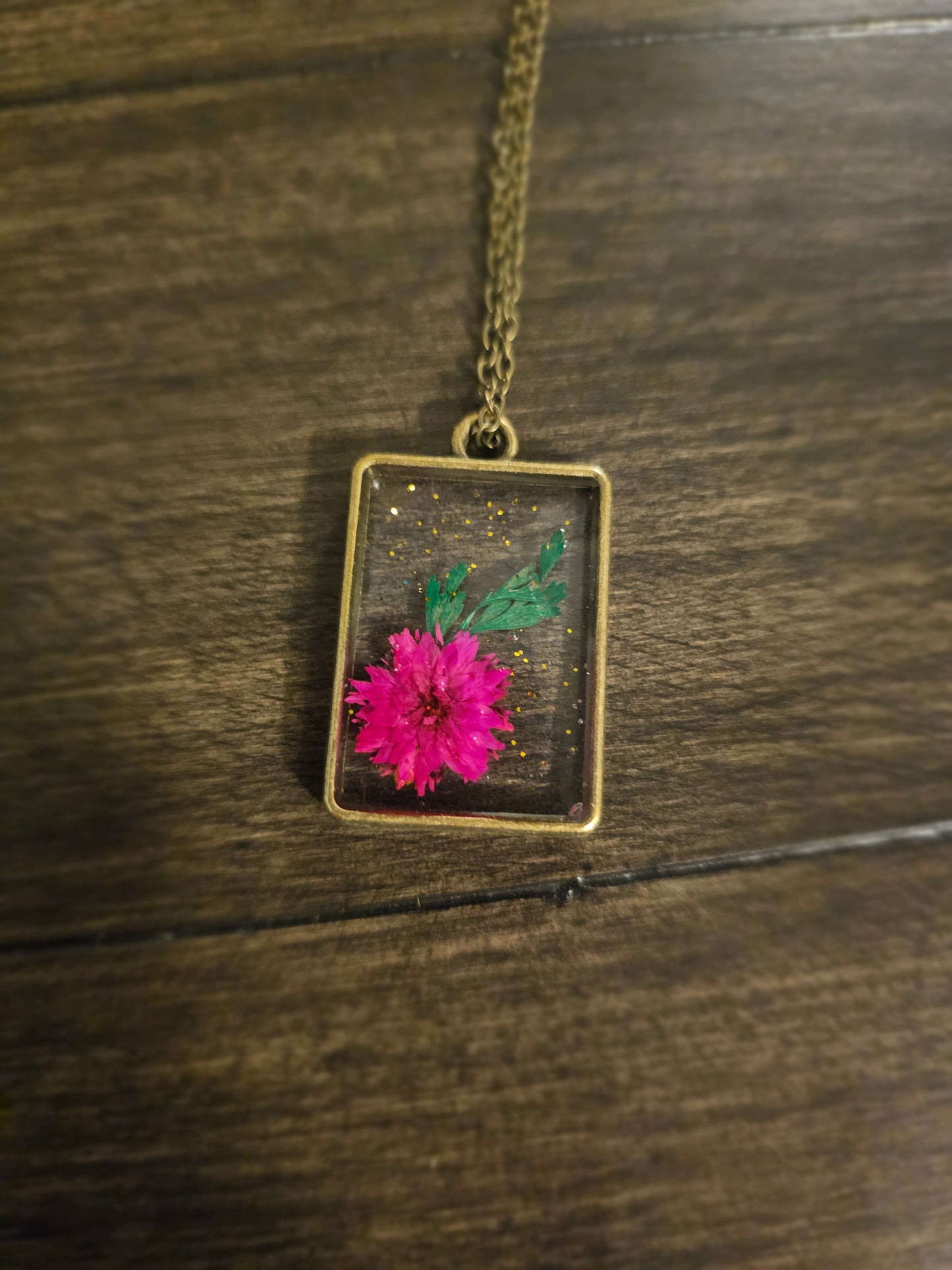 Pink Flame Bronze Pendant