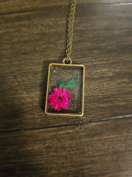 Pink Flame Bronze Pendant