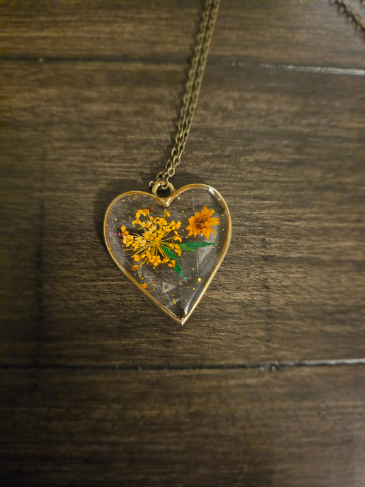 Golden Ember Heart Pendant