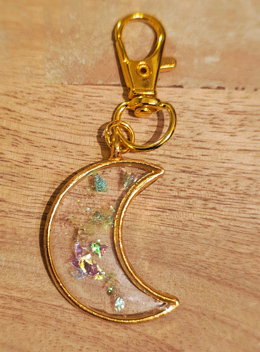 Starlit Sky – Gold Crescent Moon Keychain